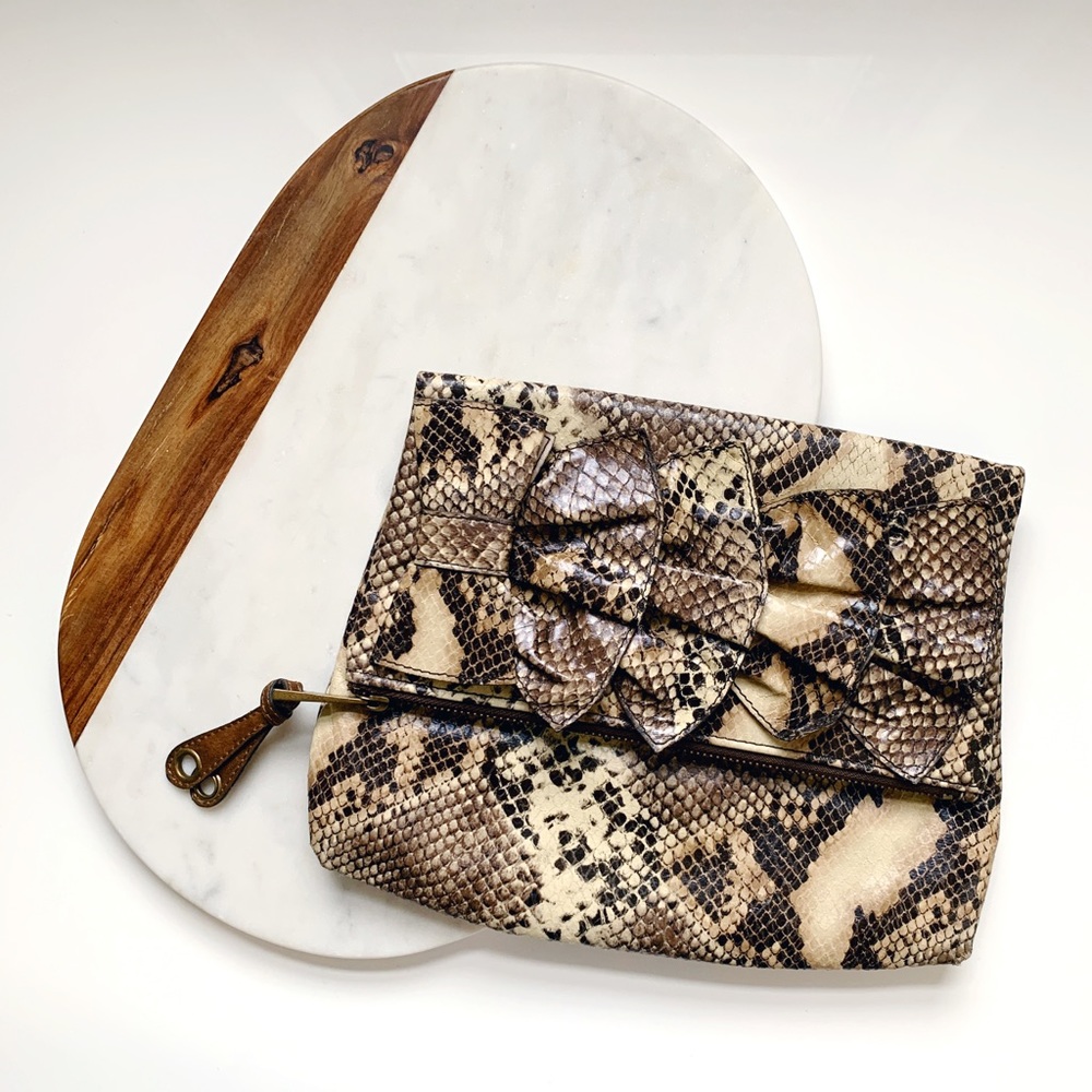 Jessica Simpson Snake Print Clutch Shoulder Bag